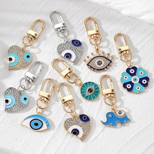 Retro Round Evil Eye Keychain Cartoon Turkish Evil Eye Key Chain for DecorationCrafting Amulet for Good Luck Glass
