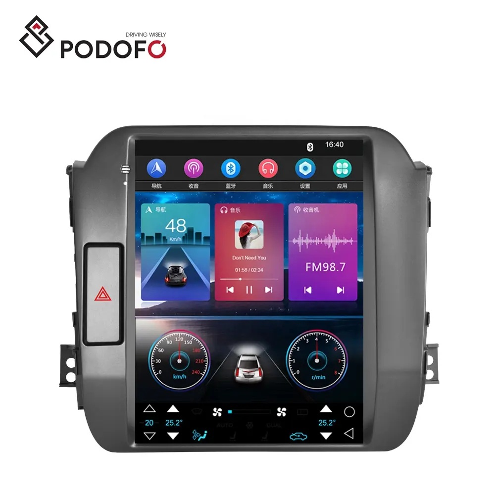 (US Stock) Podofo 9.7" Car Radio For Kia Sportage 2011 CarPlay Android Auto GPS WiFi BT FM Android 13 Car Frame Fascia Wholesale