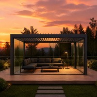 Aluminium-Hardtop-Gartenpavillon Wasserdicht Windbeständig Pulverbeschichtet für Außenbereich Villa Resort Poolbereich 3x4