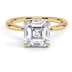 แหวนเพชรทรงแอสเชอร์เคลือบทอง 18K 14K เพชร CVD แหวนหมั้นเพชร รับรองโดย IGI แหวนเพชร VVS ทรงฮาโลแบบซ่อน - Product Image 1