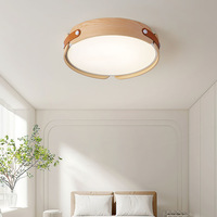 Lampu Plafon LED Akrilik Kayu Bulat Modern Skandinavia IP65 Gaya Wabi-sabi Jepang Warna Walnut untuk Kamar Tidur