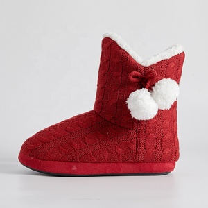 Woman Women Women's Ladies Winter Warm Cable <strong>Knitted</strong> Indoor Floor Room Fluffy Sherpa Lined Non-slip Home <strong>Slippers</strong> Booties <strong>Boots</strong> - Product Image 4