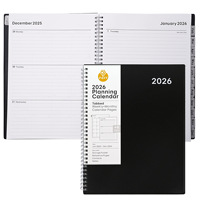 Agenda Diaria 2026 en Inglés, Formato A4, Diseño Simple, Gestión del Tiempo, Regalo, Cubierta de Polipropileno, Diario con Espiral