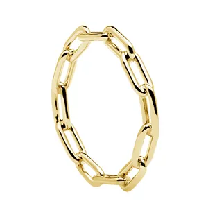 Mode Silber Ring Schmuck 925 Sterling Silber Gold Farbe Ring 18k Gold Überzogene Link Kette Ring