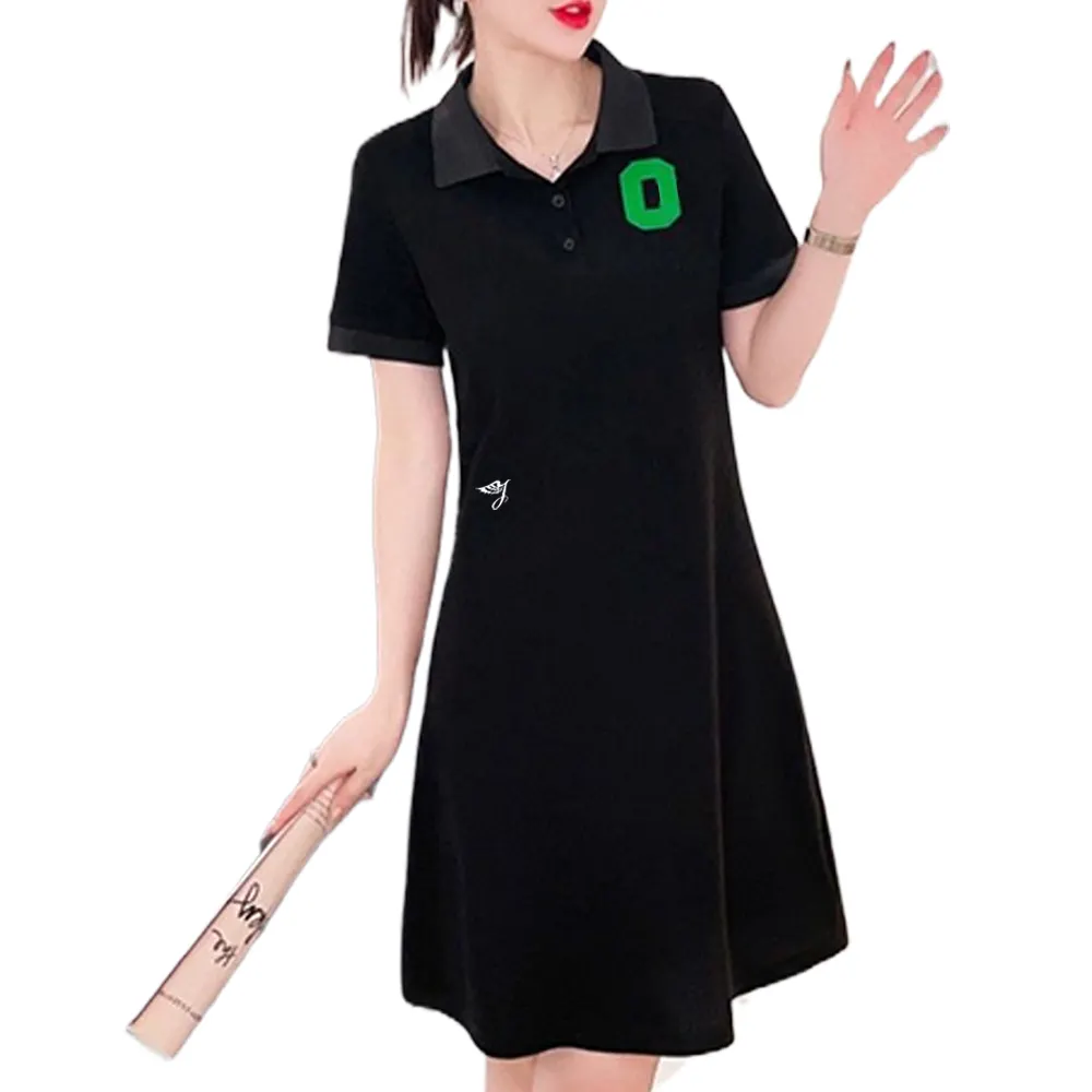 Vestido curto para mulheres SMO de manga curta vestido personalizado camisa com remendo camisa polo