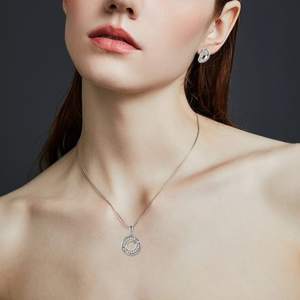 Ensemble pendentif cercle élégant en <span class=keywords><strong>argent</strong></span> plaqué rhodium <span class=keywords><strong>925</strong></span> zircon cubique et <span class=keywords><strong>boucles</strong></span> <span class=keywords><strong>d</strong></span>'<span class=keywords><strong>oreilles</strong></span> pour la fête de fiançailles - Product Image 3