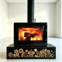 Cheminée en bois autoportante moderne à écran intégral certifiée CE, haute efficacité 89 %, chauffage 19/23 kW pour villa, hôtel, restaurant