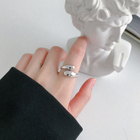 Bague à double ouverture EMANCO, design plume brillant, en acier inoxydable, bijoux de mode pour femmes