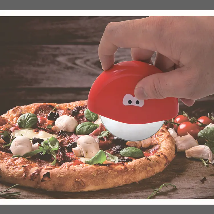 Homsense Supplier Kitchen Gadgets Sale Wholesale Custom Pizza Cutter Smiling Face Pizza Cutter Pizza Wheels