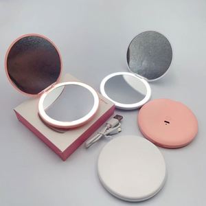 Portable Mini LED Makeup Mirror with <b>USB</b> Magnetic <b>Switch</b> Touch-up Eyelash Tweezers Mini Handle Cosmetic Mirrors - Product Image 5