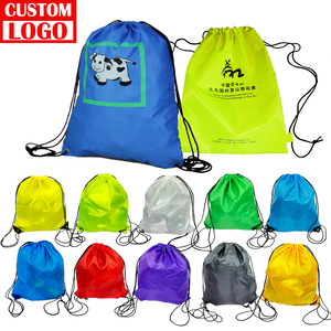 Unisex Fashionable 210D Nylon Drawstring Backpack Custom Waterproof Promotional Polyester String Bags 420D Nylon Gym Sport