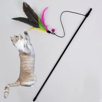 Jouets de luxe pour animaux de compagnie bâton interactif pour chat canne à pêche jeu baguette plume bâton jouet avec cloche coloré chat Teaser jouet