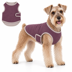 Gilet en polaire violet pour chien, couleur unie, sans manches, vêtement d'hiver pour petits chiens, style décontracté confortable, lavable à la main, vêtements pour animaux de compagnie - Product Image 1