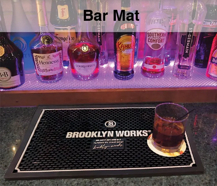 Table Accessories Supplier Custom Square Shaped Soft PVC Rubber Anti Spill Beer Bar Mats with Branded Logos