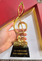 Trofeo de Cristal Personalizado con Nota Musical Grabada, Placa de Cristal y Metal con Nota Musical para Premios
