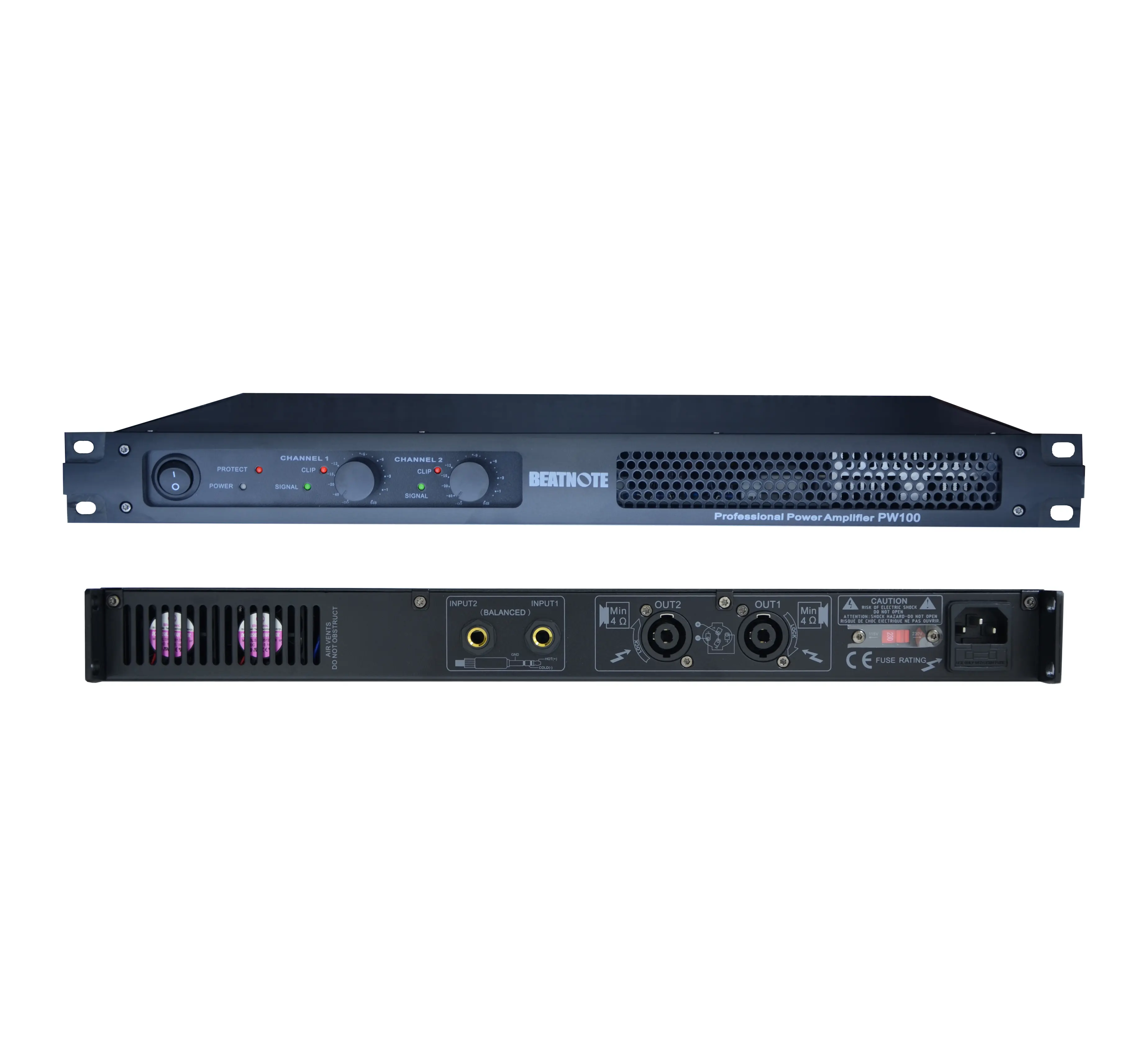 Rongqiang Professional 1U Analog Power Amplifier Audio Sound Equipment Amp