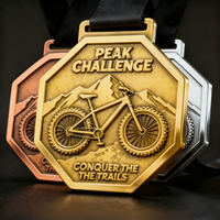 Médailles commémoratives d'aventure personnalisées de vélo de montagne de course d'Enduro Design Vintage Finish peak Challenge Cycling Sports Medal