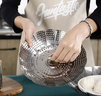 Cuiseur vapeur pour les aliments, Pot réglable de tailles variables, panier à légumes extensible, pliable, en acier inoxydable, authentique