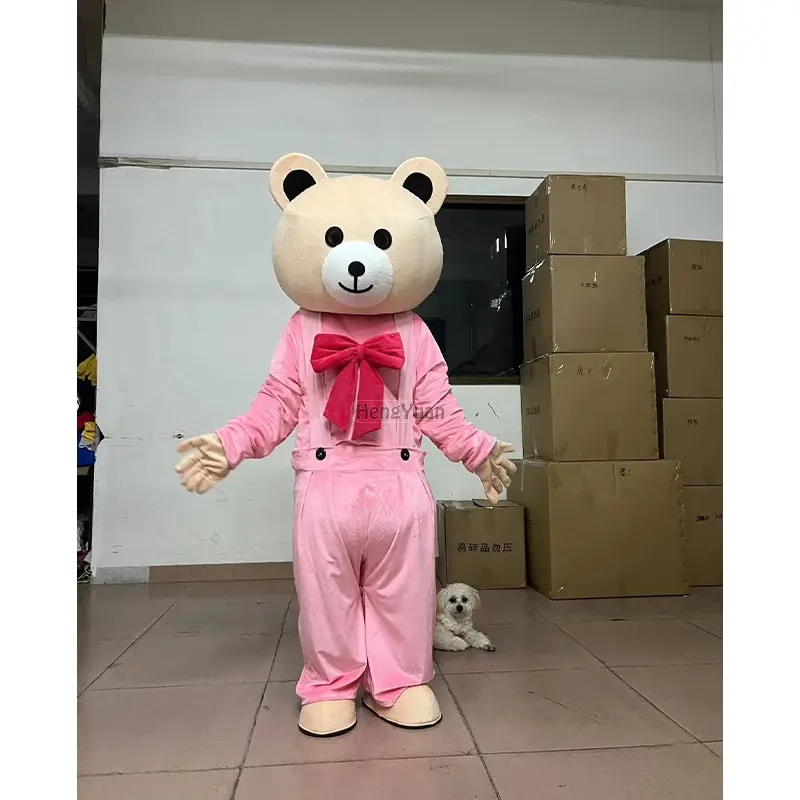 Hengyuanピンクヒグママスコットコスチューム漫画テディベアコスチューム大人のためのカスタマイズされた動物コスプレファンシードレス家の装飾