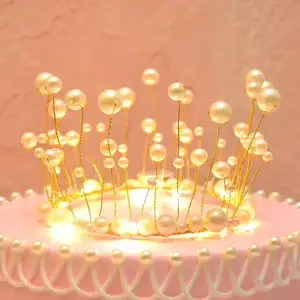 Wholesale Cake Topper Wedding Bridal Tiara Princess Crown Valentine's Day Party Cake Decoration