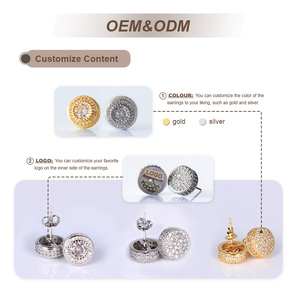 עגילי זירקון יהלום גיאומטריים אופנתיים לנשים וגברים, עגיל בודד יוקרתי טרנדי בסגנון היפ הופ - Product Image 4