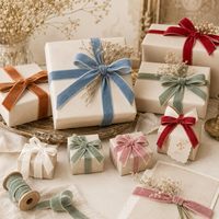 Ruban en velours de haute qualité, ruban en velours à une face pour la décoration de boîtes cadeaux, ruban d'emballage pour les fêtes
