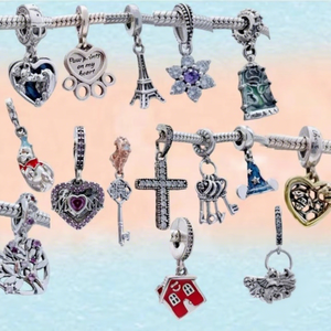 Colgante de Plata 925 con Circonita y Perla de Agua Dulce, Diseño de Corazón, Llave y Flor, Lujoso, DIY, Regalo Festivo, Joyería de Moda para Mujer - Product Image 1