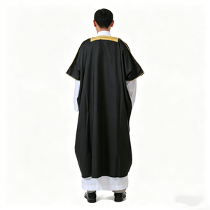 Camisa larga clásica de alta gama, de algodón y lino, con rayas doradas, estilo étnico, antiestática y transpirable. - Product Image 1