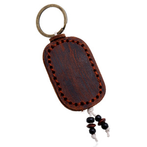 Porte-clés en cuir de <span class=keywords><strong>vachette</strong></span> vintage cousu à la main <span class=keywords><strong>Double</strong></span> pendentif Simple personnalité porte-clés léger pour hommes femmes sacs grande clé - Product Image 5