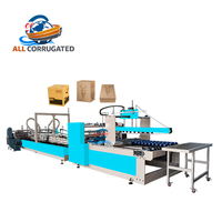 Ligne de production entièrement automatique de collage et de pliage de cartons ondulés, machine d'emballage de boîtes en papier à haute vitesse et efficacité