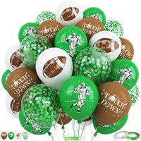 45-60 Stück Fußball 12-Zoll-Latexballons in Weiß Grün Braun Glänzender Druck Konfetti Spiel Sport Geburtstag Party Rugby Themen-Dekoration