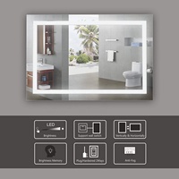 Miroir de salle de bain multifonctionnel moderne rectangle avec lumière LED