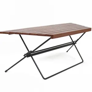 DIY拼接三角竹篝火桌便携式可折叠野营桌