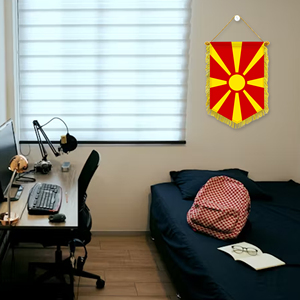 Bandera Macedonia y pancarta de 20*30cm con borlas alrededor adecuadas para actividades conmemorativas históricas de los Balcanes - Product Image 4