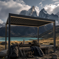 Pergola rétractable en aluminium thermolaqué, écologique et durable, avec toit à lames orientables, idéale pour restaurant et café, résistante au vent, avec éclairage LED