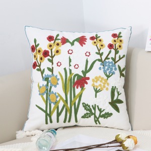 ปลอกหมอนผ้าฝ้ายลายปักลายดอกไม้แฟชั่นแบบชนบทสำหรับตกแต่งห้องรับแขกปลอกหมอนสี่เหลี่ยม - Product Image 5