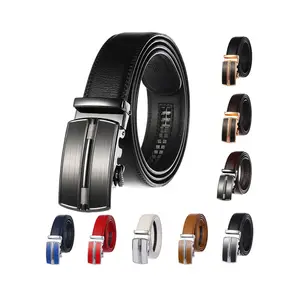 Latest New Automatic Buckle Custom Logo Men Dress Ratchet Leather Belt