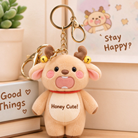 Porte-clés personnalisé en peluche cerf OEM ODM, fabricant de jouets en peluche animaux de dessin animé, conception personnalisée, logo, couleur, taille