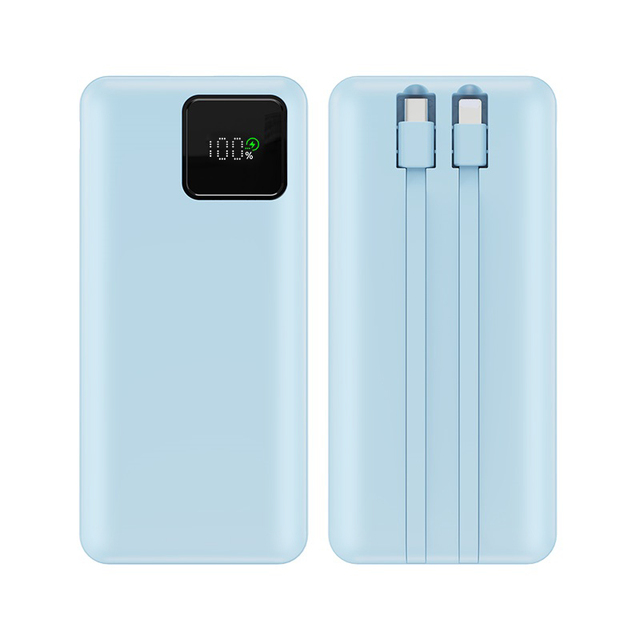 Universal Ultra-thin Fast Charging 10000mAh Built-in Cable Mobile Power Bank Portable Intelligent Digital Display Power Supply