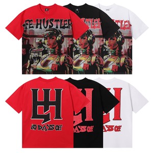 T-shirt a maniche corte unisex stile retrò con stampa auto sportiva e scritta, vestibilità ampia, per il commercio all'ingrosso transfrontaliero - Product Image 3
