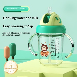 Gourde isotherme portable pour bébé, grande capacité, en plastique, avec ventouse, anti-chute et anti-fuite, avec paille - Product Image 5