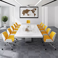 Meubles de bureau de luxe Bureau Table de conférence hexagonale 6 places Table de réunion blanche avec chaises