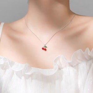 Collier ras du cou style forêt, simple et élégant, avec <span class=keywords><strong>cerises</strong></span> et diamants, accessoires de bijoux en cuivre pour femme - Product Image 4