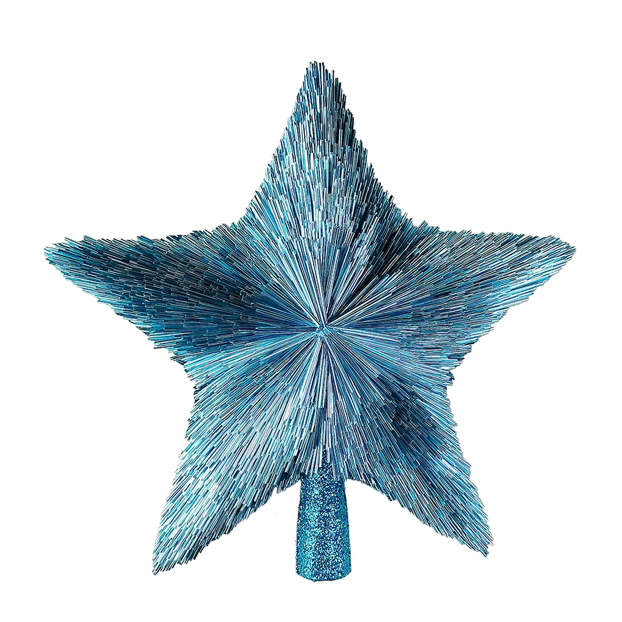 Factory Direct Sale Christmas Tree Top Star Decoration Glitter Blue Star Christmas Ornaments