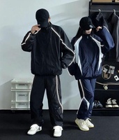 Combinaison de sport personnalisée, vêtements de sport pour hommes, veste en nylon et polyester avec fermeture éclair, combinaison de sport coupe-vent, logo OEM et ODM personnalisé