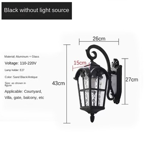 Lámparas de pared LED de estilo americano al aire libre a prueba de agua para balcón pasillo patio Exterior Villa puerta y jardín 6W energía Solar - Product Image 6