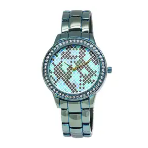 Классический синий браслет с логотипом на заказ, аналоговые часы для девочек с бриллиантами, reloj de lujo orologio