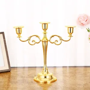 Wieder verwendbare Hochzeit Urlaub Party Atmosphäre Dekoration Kerzenhalter 3 Köpfe 5 Köpfe goldenes Metall High-End Kerzenhalter