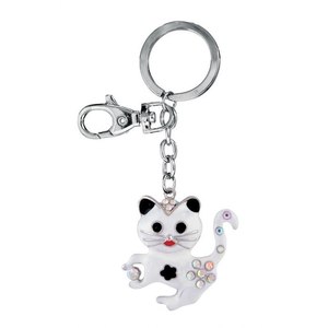Portachiavi in cristallo White Kitten dal design elegante senza scatola - Product Image 1