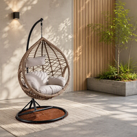 Canapé de jardin en rotin au design moderne, structure en acier inoxydable, rotin PE, coussin imperméable, ensemble de balançoire suspendue pour cour